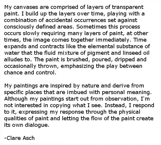 Artist statement of Boston area artist Clare Asch